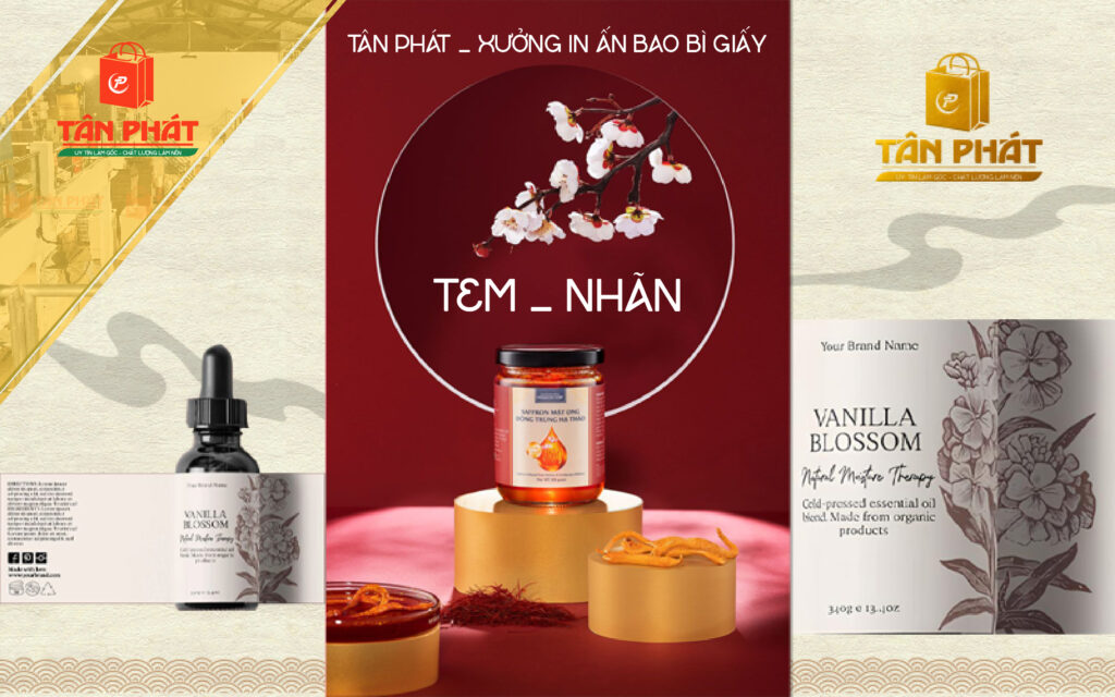 Tem nhãn sản phẩm mỹ phẩm – thực phẩm – thiết kế in ấn chuyên nghiệp tại Bao Bì Tân Phát